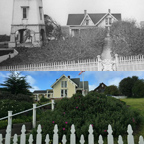 An old photo of a house with a new photo of the same house beneath it