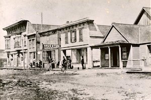 north side of Main Street in Mendocino, looking northwest, c. 1877.