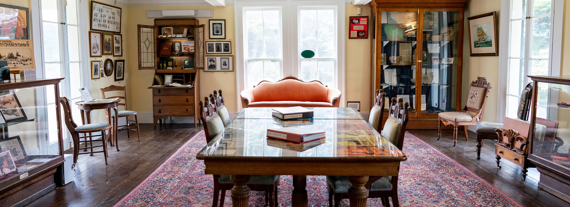 library room with table and historic collections