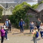 mendocino historic district walking tour - small group listening to leader