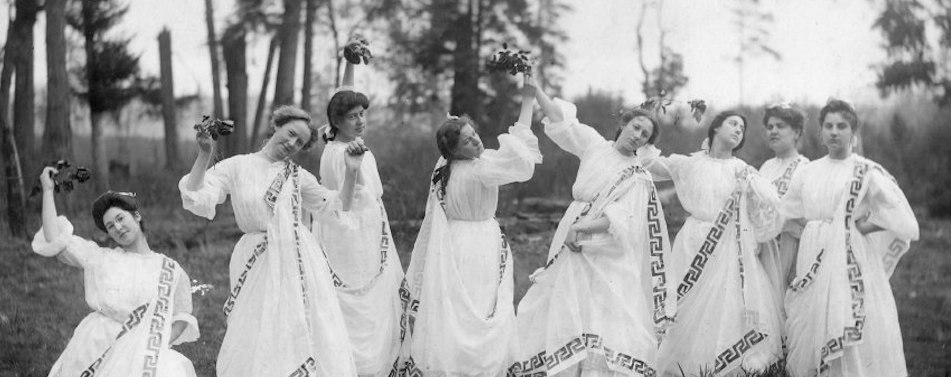 women in white dancing