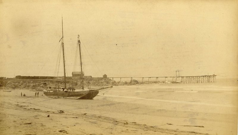 Sailing Ship aground on beach