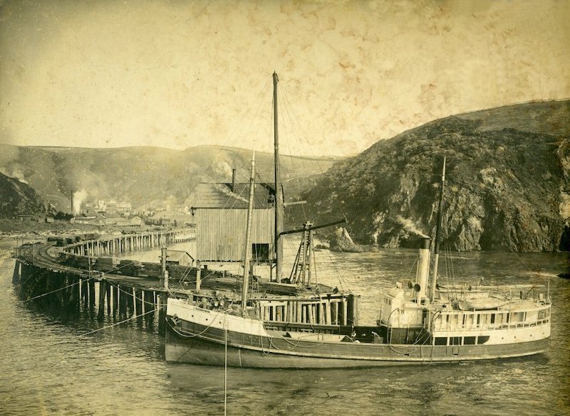 Steamship tied up at wharf