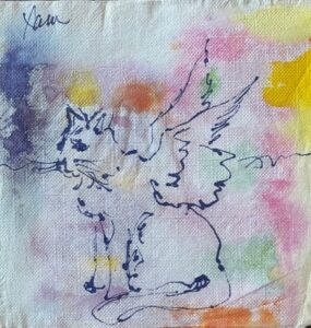 water color cat with wings