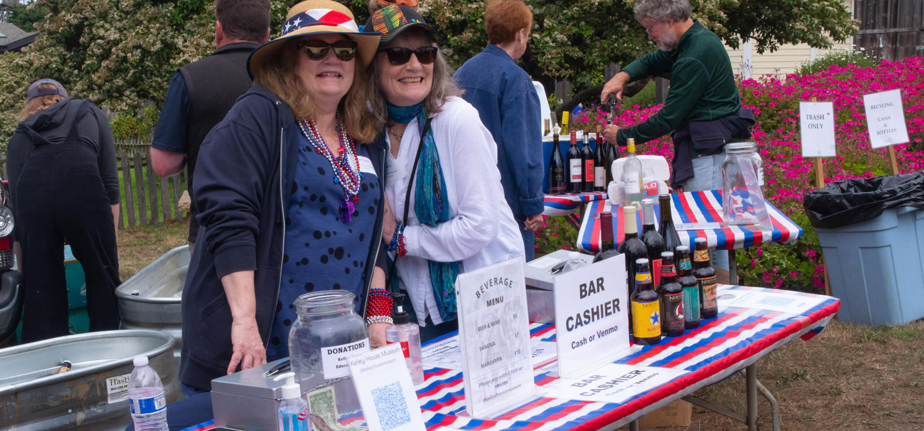 fourth of july celebration table with two women