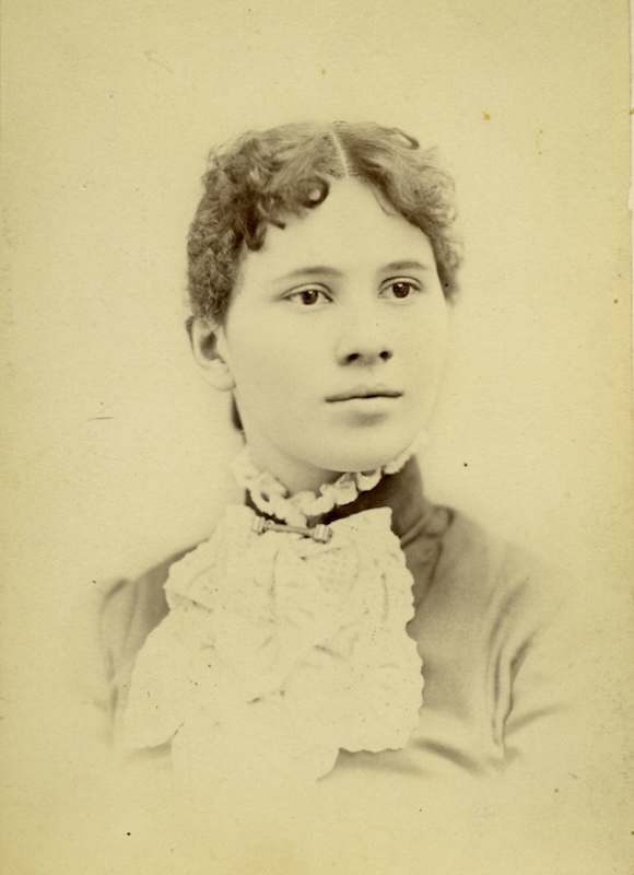 Black and white photo of a young woman