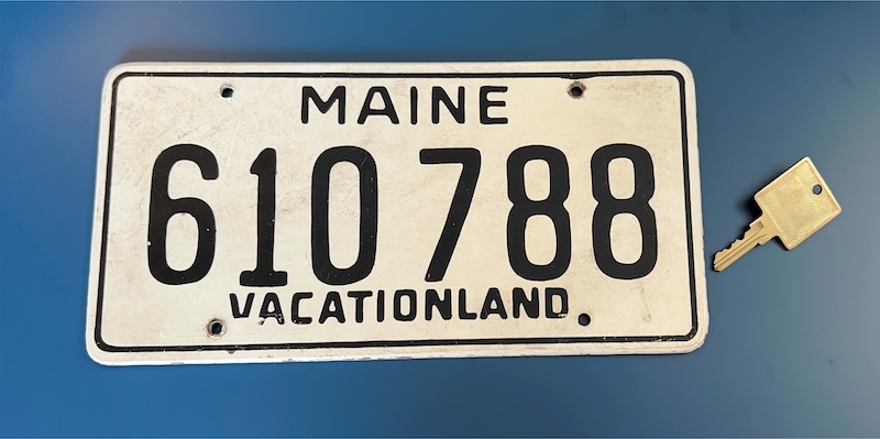 Maine License Plate and Hotel Keys