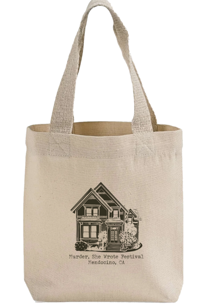 illustrated house on a tote bag