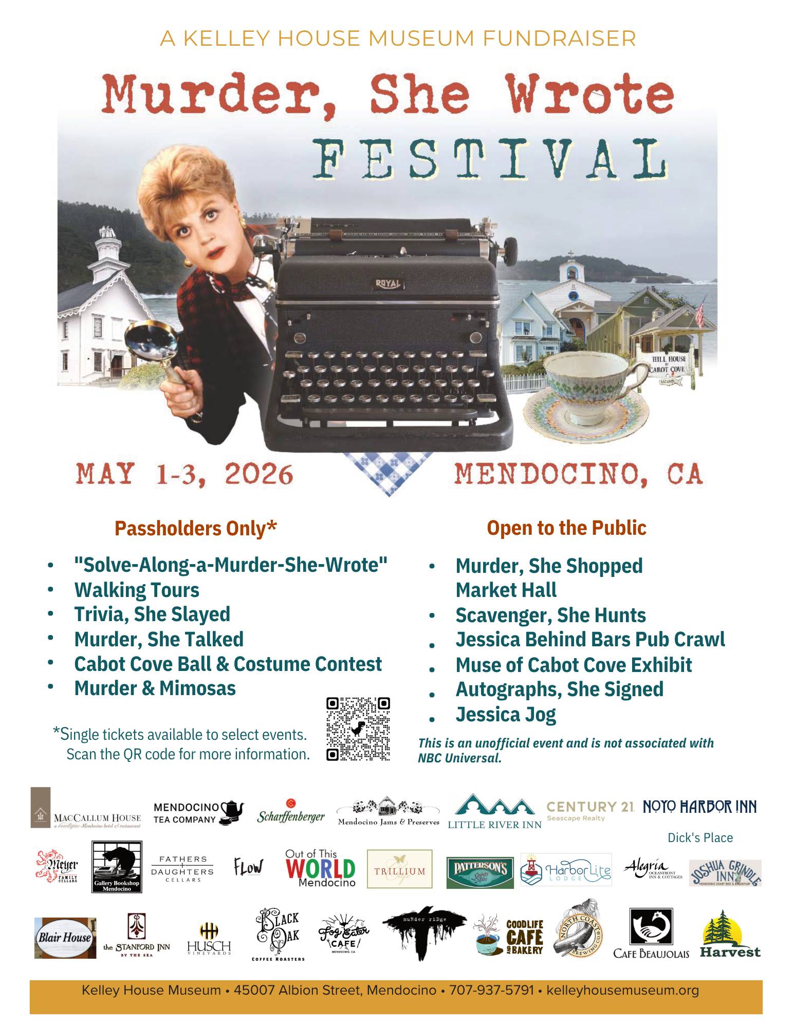 Murder She Wrote Fest 26 Final Poster Jessica Fletcher from Murder She Wrote holding magnifying glass
