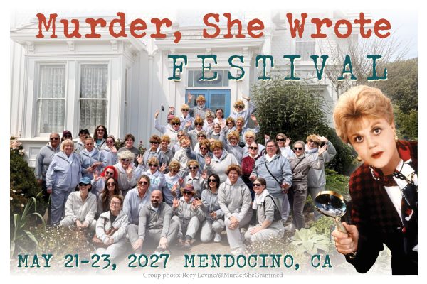 2027 MSW Festival Postcard 2 Jessica Fletcher from Murder She Wrote holding magnifying glass