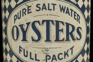 Vintage Oyster Can. Label reads "Pure Salt Water Oysters Full Packt"