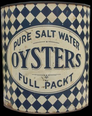 Vintage Oyster Can. Label reads "Pure Salt Water Oysters Full Packt"