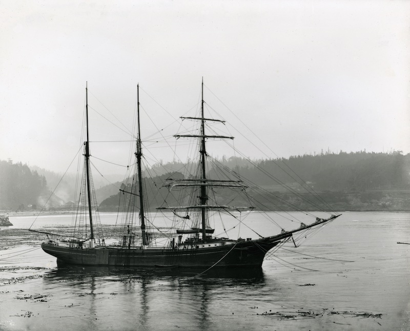 Sailing ship moored in a bay